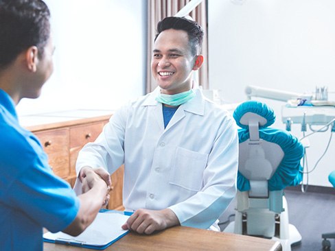 Man meeting a dentist