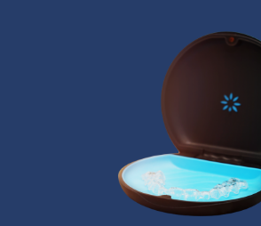 An open, round invisalign case representing a Diamond Invisalign Provider.
